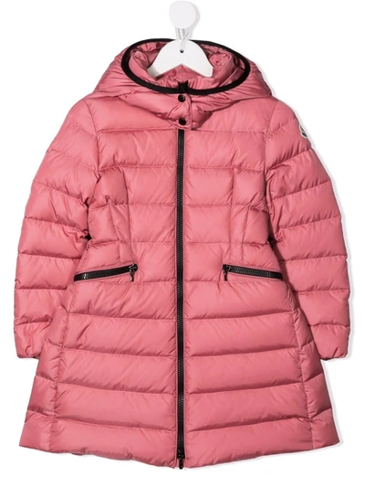 Moncler Kids' Hooded Padded Coat In Pink