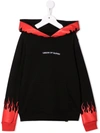 Vision Of Super Black Kids Hoodie Wtih Red Flames In Black