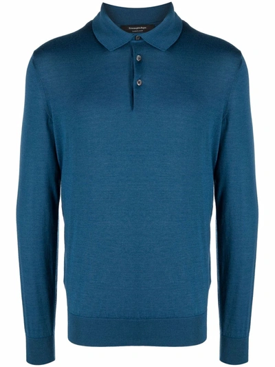 Ermenegildo Zegna Long-sleeve Polo Shirt In Blue