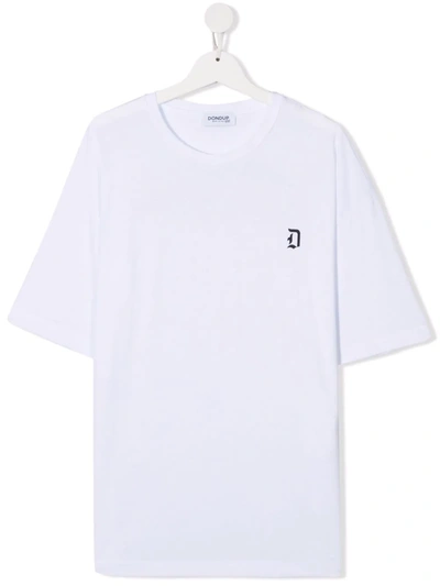 Dondup Teen Monogram-print Cotton T-shirt In White