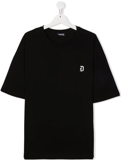 Dondup Kids' Monogram-print Cotton T-shirt In Black