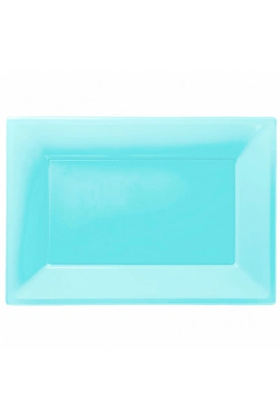 Amscan Plastic Rectangular Party Platters (pack Of 3) (caribbean Blue) (one Size)