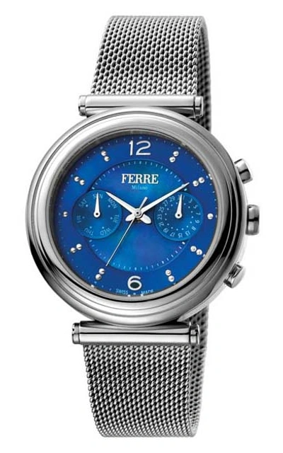 Ferre Milano Dark Blue Dial Ladies Watch Fm1l081m0051 In Blue / Dark