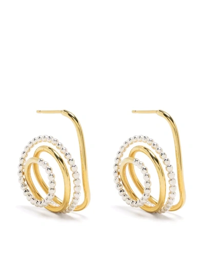 Bonvo Two-tone Twisted Loop Earrings In Gold