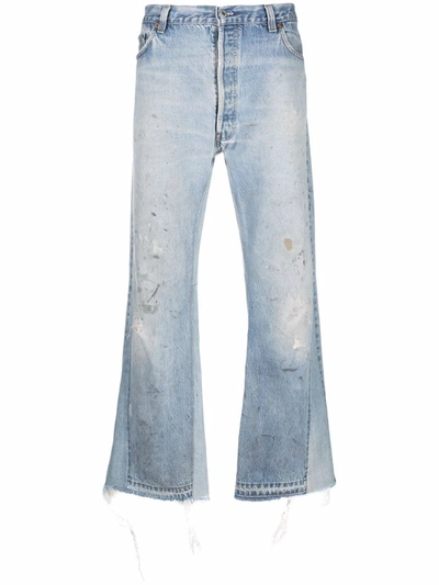 Gallery Dept. Distressed-effect Wide-leg Denim Jeans In Indigo Blue