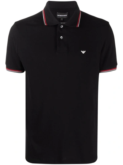 Emporio Armani Logo-print Polo Shirt In Black