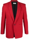 Saint Laurent Pinstripe-pattern Single-breasted Blazer In Rot