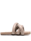 Yume Yume Beige Mule Tire In Vegan Leather Detail With Crossed Bands In Neutrals