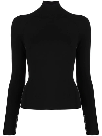 Alexander Wang Logo-print High-neck T-shirt In Schwarz