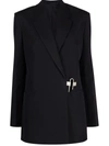 Givenchy Oversized Wool Blazer W/ Metal Lock Closure In Schwarz