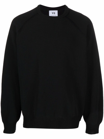 Y-3 Y 3 Cotton And Linen Blend Knit With Rear Logo In Black Cotton