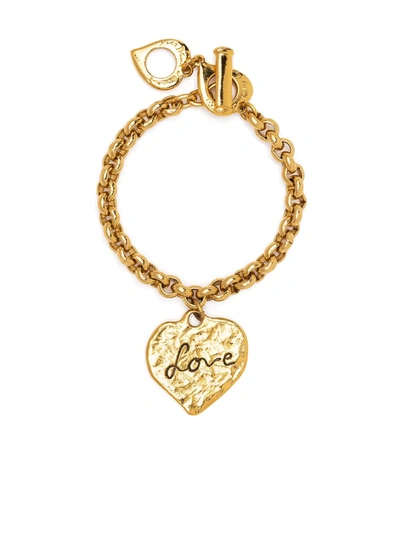 Pre-owned Saint Laurent 1990s Heart Pendant Bracelet In Gold