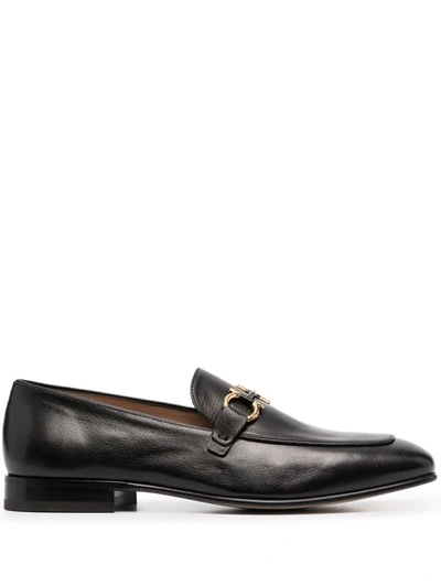 Ferragamo Square-toe Leather Loafers In Black