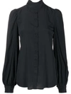 Wandering Stand-up Collar Blouse In Black