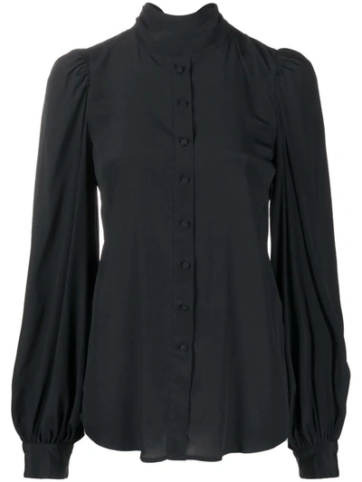 Wandering Stand-up Collar Blouse In Black