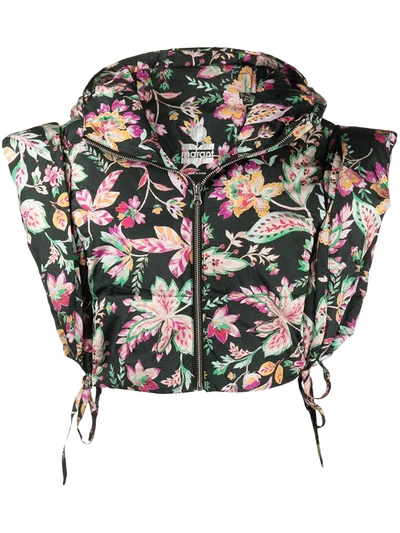 Isabel Marant Hoodia Floral-print Cropped Hooded Waistcoat In Multicolour