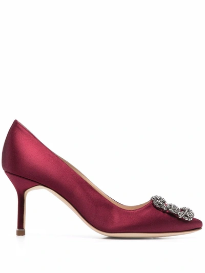 Manolo Blahnik Hangisi 70mm Satin Pumps In Red