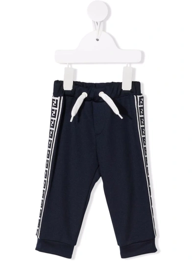 Fendi Babies' Ff 条纹运动裤 In Blue