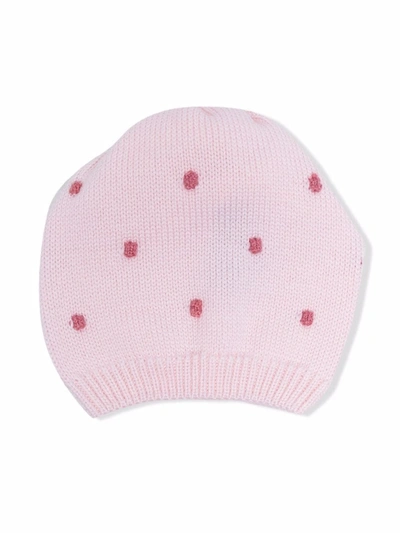 Little Bear Babies' Polka Dot Beanie In Pink