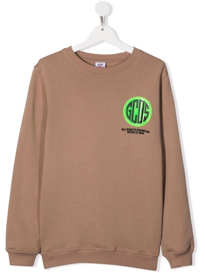 Gcds Teen Logo-print Cotton Sweatshirt In Neutrals