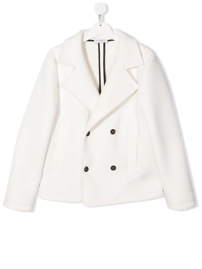 Paolo Pecora Teen Double-breasted Blazer Jacket In White