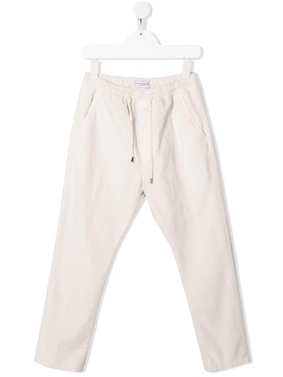 Paolo Pecora Kids' Drawstring Straight-leg Trousers In White