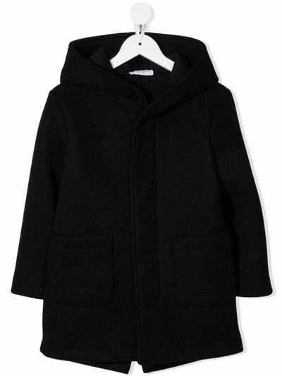 Paolo Pecora Teen Long-sleeve Hooded Coat In Nero