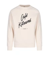 Maison Kitsuné Logo Print Crew-neck Sweatshirt In White