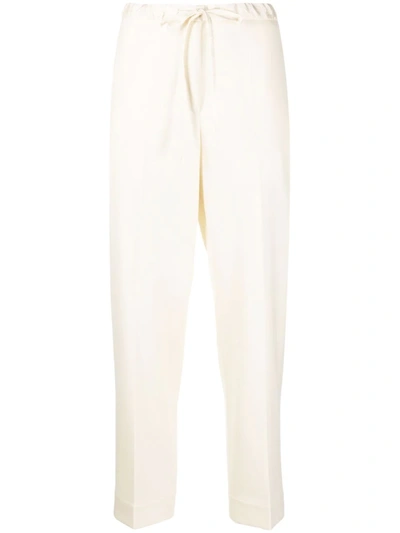 Jil Sander Drawstring-waist Slim-fit Trousers In White
