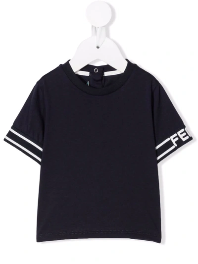 Fendi Babies' Navy Cotton T-shirt In Blu