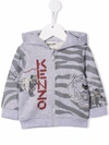 Kenzo Printed Cotton Blend Sweatshirt Hoodie In Grey