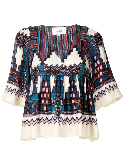 Ba&sh Ba & Sh Marry Printed Elbow Sleeve Top In Multi