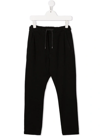 Paolo Pecora Kids' Drawstring-waist Cotton Track Trousers In Black