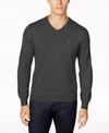 TOMMY HILFIGER MEN'S SIGNATURE SOLID V-NECK SWEATER, CREATED FOR MACY'S