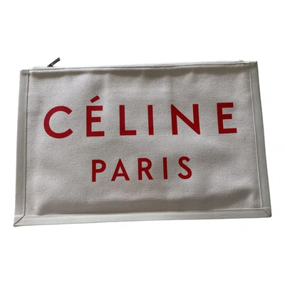 Pre-owned Celine Cloth Clutch Bag In White