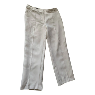 Pre-owned Escada Wool Straight Pants In White