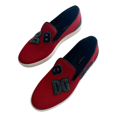 Pre-owned Dolce & Gabbana Cloth Low Trainers In Red