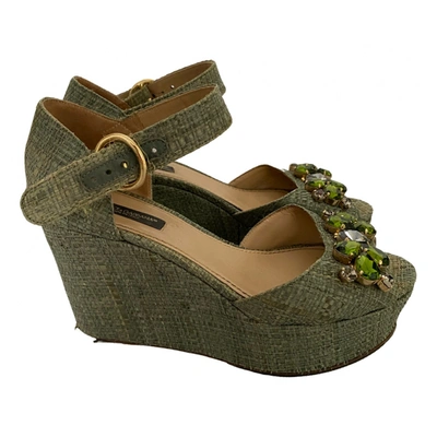 Pre-owned Dolce & Gabbana Cloth Sandals In Green