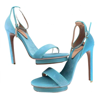 Pre-owned Elisabetta Franchi Velvet Sandals In Blue