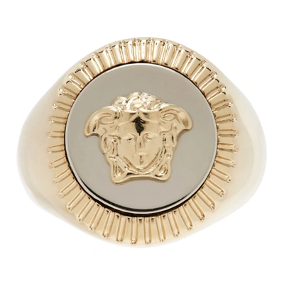 Versace Gold Medusa Signet Ring In Dpoc Gold