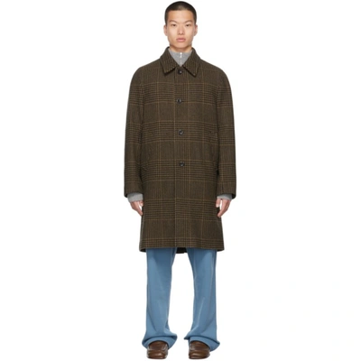 Dries Van Noten Rovey Glen Plaid Wool Coat In Umber