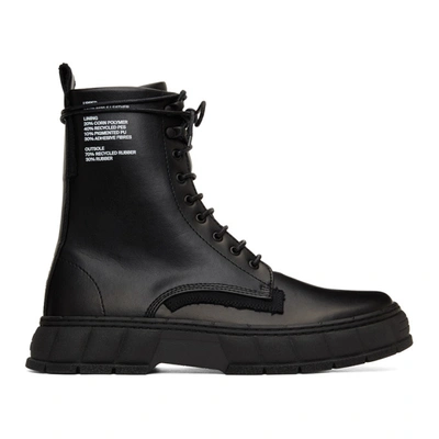 Viron Black Apple Leather 1992 Zip Boots