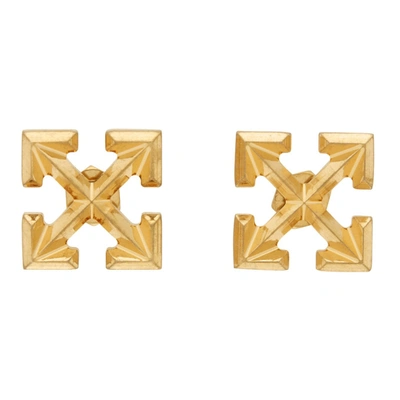 Off-white Mini Arrows-motif Earrings In Gold Tone,yellow
