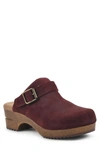 White Mountain Being Buckled Leather Clog In Vino/suede