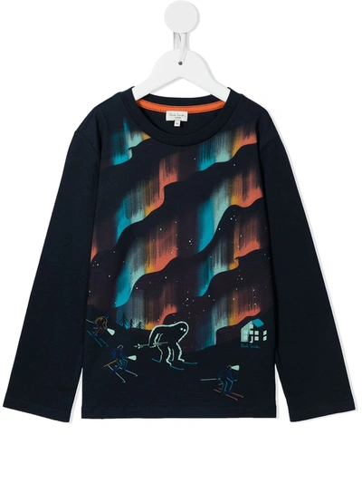 Paul Smith Junior Graphic-print Longsleeved T-shirt In 蓝色