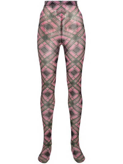 Chopova Lowena Diamond Print Tights In 粉色