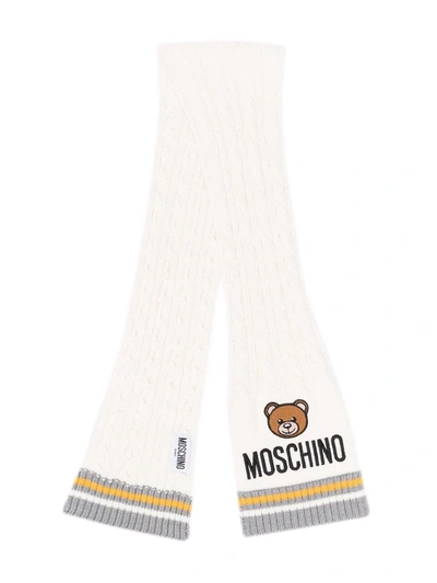 Moschino Babies' Teddy Bear-intarsia Knitted Scarf In 中性色