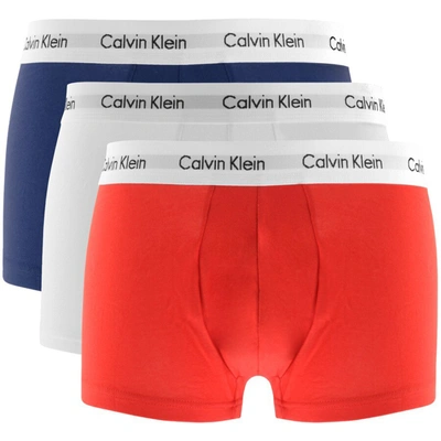 Calvin Klein Underwear 3 Pack Low Trunks White In Red