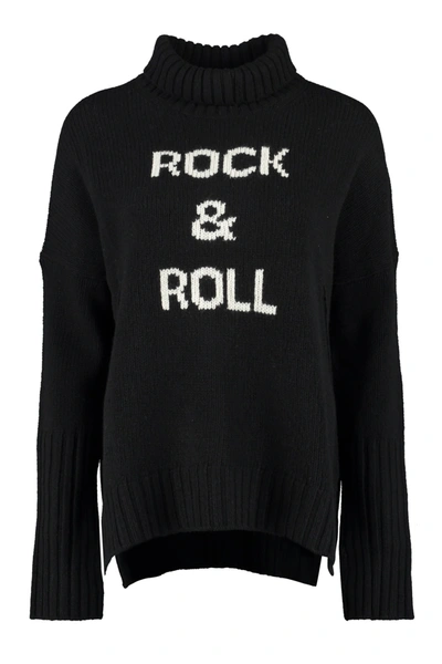 Zadig & Voltaire Alma Turtleneck Oversized Wool Jumper In Noir (black)