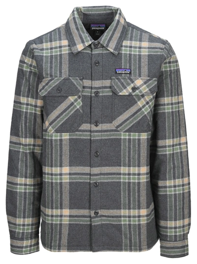 Patagonia Insulated Organic Cotton Midweight Fjord Flannel Shirt In Dk Grey Check
